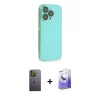 ieg™ iPhone 13 Pro Max Kılıf Siluet Minimal Özel Seri - Siyah Bilvis 5in1 5D Magic Hayalet Cam Ekran Koruyucu + Neon Fosforlu Kamera Lens - YL