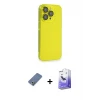 ieg™ iPhone 13 Pro Max Kılıf Siluet Minimal Özel Seri - Siyah Bilvis 5in1 5D Magic Hayalet Cam Ekran Koruyucu + Metal Kamera Lens Koruma Cam - AKYL