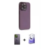 ieg™ iPhone 13 Pro Max Kılıf Siluet Minimal Özel Seri - Siyah Bilvis 5in1 5D Magic Hayalet Cam Ekran Koruyucu + Neon Fosforlu Kamera Lens - YL