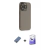 ieg™ iPhone 13 Pro Max Kılıf Siluet Minimal Özel Seri - Siyah Bilvis 5in1 5D Magic Hayalet Cam Ekran Koruyucu + Metal Kamera Lens Koruma Cam - AKYL