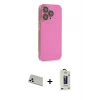 ieg™ iPhone 13 Pro Max Kılıf Siluet Minimal Özel Seri - Siyah Bilvis Hayalet Cam Ekran Koruyucu + Rainbow Kamera Lens Koruma Cam - BZ