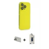 ieg™ iPhone 13 Pro Max Kılıf Siluet Minimal Özel Seri - Siyah Bilvis Hayalet Cam Ekran Koruyucu + Rainbow Kamera Lens Koruma Cam - BZ