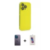 ieg™ iPhone 13 Pro Max Kılıf Siluet Minimal Özel Seri - Siyah Joko 5D Cam + Neon Fosforlu Kamera Lens - MI