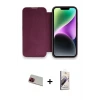 ieg™ iPhone 13 Pro Max Kılıf Siluet Minimal Serisi - Siyah Bilvis 3D Mat Cam Ekran Koruyucu + Rainbow Kamera Lens Koruma Cam - KI