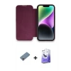 ieg™ iPhone 13 Pro Max Kılıf Siluet Minimal Serisi - Siyah Bilvis 5in1 5D Magic Hayalet Cam Ekran Koruyucu + Metal Kamera Lens Koruma Cam - MR