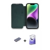 ieg™ iPhone 13 Pro Max Kılıf Siluet Minimal Serisi - Siyah Bilvis 5in1 5D Magic Hayalet Cam Ekran Koruyucu + Renkli Kamera Lens Koruma Cam - MI