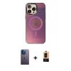 ieg™ iPhone 13 Pro Max Kılıf Siluet Modern Koleksiyonu - Şeffaf Maxco Cam Ekran Koruyucu + Neon Fosforlu Kamera Lens - MI