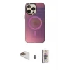 ieg™ iPhone 13 Pro Max Kılıf Siluet Modern Koleksiyonu - Siyah Bilvis 3D Cam Ekran Koruyucu + Pers Alüminyum Kamera Lens - GD