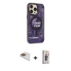 ieg™ iPhone 13 Pro Max Kılıf Siluet Modern Koleksiyonu - Siyah Bilvis 3D Cam Ekran Koruyucu + Pers Alüminyum Kamera Lens - GD