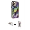 ieg™ iPhone 13 Pro Max Kılıf Siluet Modern Koleksiyonu - Siyah Bilvis 3D Cam Ekran Koruyucu + Pers Alüminyum Kamera Lens - GD
