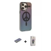 ieg™ iPhone 13 Pro Max Kılıf Siluet Modern Koleksiyonu - Siyah Bilvis 3D Cam Ekran Koruyucu + Renkli Kamera Lens Koruma Cam - SI