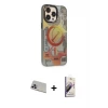 ieg™ iPhone 13 Pro Max Kılıf Siluet Modern Koleksiyonu - Siyah Bilvis 3D Mat Cam Ekran Koruyucu + Rainbow Kamera Lens Koruma Cam - MR