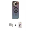 ieg™ iPhone 13 Pro Max Kılıf Siluet Modern Koleksiyonu - Siyah Bilvis 3D Mat Cam Ekran Koruyucu + Rainbow Kamera Lens Koruma Cam - MR