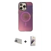 ieg™ iPhone 13 Pro Max Kılıf Siluet Modern Koleksiyonu - Siyah Bilvis 3D Mat Cam Ekran Koruyucu + Rainbow Kamera Lens Koruma Cam - MR