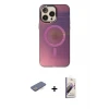ieg™ iPhone 13 Pro Max Kılıf Siluet Modern Koleksiyonu - Siyah Bilvis 3D Mat Cam Ekran Koruyucu + Renkli Kamera Lens Koruma Cam - MI