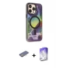 ieg™ iPhone 13 Pro Max Kılıf Siluet Modern Koleksiyonu - Siyah Bilvis 5in1 3D Magic Cam Ekran Koruyucu + Renkli Kamera Lens Koruma Cam - SI