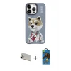 ieg™ iPhone 13 Pro Max Kılıf Siluet Modern Özel Seri - Siyah 18D Cam Ekran Koruyucu + Rainbow Kamera Lens Koruma Cam - BZ