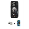 ieg™ iPhone 13 Pro Max Kılıf Siluet Modern Özel Seri - Siyah 18D Cam Ekran Koruyucu + Rainbow Kamera Lens Koruma Cam - BZ