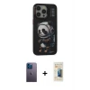 ieg™ iPhone 13 Pro Max Kılıf Siluet Modern Özel Seri - Siyah 6D Mat Seramik Hayalet Nano Ekran Koruyucu + Neon Fosforlu Kamera Lens - MI