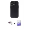ieg™ iPhone 13 Pro Max Kılıf Ufuk Minimal Özel Seri - Siyah Bilvis 5in1 5D Magic Hayalet Cam Ekran Koruyucu + Pers Alüminyum Kamera Lens - GI