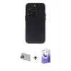ieg™ iPhone 13 Pro Max Kılıf Ufuk Minimal Özel Seri - Siyah Bilvis 5in1 5D Magic Hayalet Cam Ekran Koruyucu + Rainbow Kamera Lens Koruma Cam - MR