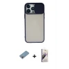 ieg™ iPhone 13 Pro Max Kılıf Vadi Çizgi - Siyah Bilvis 3D Mat Cam Ekran Koruyucu + Shine Kamera Lens Koruma Cam - GI