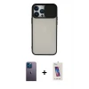ieg™ iPhone 13 Pro Max Kılıf Vadi Çizgi - Siyah Joko 5D Cam + Neon Fosforlu Kamera Lens - MI