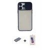 ieg™ iPhone 13 Pro Max Kılıf Vadi Çizgi - Siyah Joko 5D Cam + Renkli Kamera Lens Koruma Cam - MI