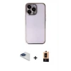 ieg™ iPhone 13 Pro Max Kılıf Vadi Minimal - Şeffaf Maxco Cam Ekran Koruyucu + Pers Alüminyum Kamera Lens - LT