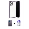 ieg™ iPhone 13 Pro Max Kılıf Vadi Minimal - Siyah Bilvis 5in1 3D Magic Cam Ekran Koruyucu + Neon Fosforlu Kamera Lens - MI