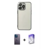 ieg™ iPhone 13 Pro Max Kılıf Vadi Minimal - Siyah Bilvis 5in1 3D Magic Cam Ekran Koruyucu + Neon Fosforlu Kamera Lens - MI
