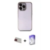 ieg™ iPhone 13 Pro Max Kılıf Vadi Minimal - Siyah Bilvis 5in1 3D Magic Cam Ekran Koruyucu + Rainbow Kamera Lens Koruma Cam - KI