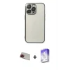ieg™ iPhone 13 Pro Max Kılıf Vadi Minimal - Siyah Bilvis 5in1 3D Magic Cam Ekran Koruyucu + Rainbow Kamera Lens Koruma Cam - KI