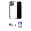 ieg™ iPhone 13 Pro Max Kılıf Vadi Minimal - Siyah Bilvis 5in1 3D Magic Cam Ekran Koruyucu + Rainbow Kamera Lens Koruma Cam - KI
