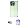 ieg™ iPhone 13 Pro Max Kılıf Vadi Minimal - Siyah Bilvis 5in1 3D Magic Cam Ekran Koruyucu + Rainbow Kamera Lens Koruma Cam - KI