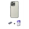 ieg™ iPhone 13 Pro Max Kılıf Vadi Minimal - Siyah Bilvis 5in1 3D Magic Cam Ekran Koruyucu + Renkli Kamera Lens Koruma Cam - TU