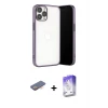 ieg™ iPhone 13 Pro Max Kılıf Vadi Minimal - Siyah Bilvis 5in1 3D Magic Cam Ekran Koruyucu + Renkli Kamera Lens Koruma Cam - TU