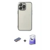ieg™ iPhone 13 Pro Max Kılıf Vadi Minimal - Siyah Bilvis 5in1 5D Magic Hayalet Cam Ekran Koruyucu + Renkli Kamera Lens Koruma Cam - TU