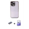 ieg™ iPhone 13 Pro Max Kılıf Vadi Minimal - Siyah Bilvis 5in1 5D Magic Hayalet Cam Ekran Koruyucu + Renkli Kamera Lens Koruma Cam - TU