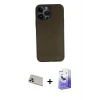 ieg™ iPhone 13 Pro Max Kılıf Yadigar Yansıma Serisi - Siyah Bilvis 5in1 5D Magic Hayalet Cam Ekran Koruyucu + Rainbow Kamera Lens Koruma Cam - REGD