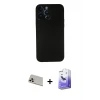 ieg™ iPhone 13 Pro Max Kılıf Yadigar Yansıma Serisi - Siyah Bilvis 5in1 5D Magic Hayalet Cam Ekran Koruyucu + Rainbow Kamera Lens Koruma Cam - REGD