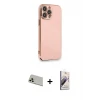 ieg™ iPhone 13 Pro Max Kılıf Yankı Serisi - Siyah Bilvis 3D Mat Cam Ekran Koruyucu + Rainbow Kamera Lens Koruma Cam - REGD