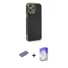 ieg™ iPhone 13 Pro Max Kılıf Yankı Serisi - Siyah Bilvis 5in1 3D Magic Cam Ekran Koruyucu + Renkli Kamera Lens Koruma Cam - MI