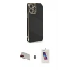 ieg™ iPhone 13 Pro Max Kılıf Yankı Serisi - Siyah Joko 5D Cam + Rainbow Kamera Lens Koruma Cam - KI