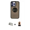 ieg™ iPhone 13 Pro Max Kılıf Yörünge Çizgi - Şeffaf Maxco Cam Ekran Koruyucu + Rainbow Kamera Lens Koruma Cam - BZ