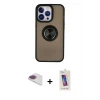 ieg™ iPhone 13 Pro Max Kılıf Yörünge Çizgi - Siyah Joko 5D Cam + Pers Alüminyum Kamera Lens - GI