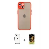 ieg™ iPhone 14 Kılıf Ahenk Çizgi Serisi - Siyah Buffer Cam Ekran Koruyucu + Shine Kamera Lens - GS