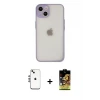 ieg™ iPhone 14 Kılıf Ahenk Çizgi Serisi - Siyah Buffer Cam Ekran Koruyucu + Shine Kamera Lens - GS