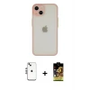 ieg™ iPhone 14 Kılıf Ahenk Çizgi Serisi - Siyah Buffer Cam Ekran Koruyucu + Shine Kamera Lens - GS