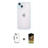 ieg™ iPhone 14 Kılıf Ahenk Çizgi Serisi - Siyah Buffer Cam Ekran Koruyucu + Shine Kamera Lens - GS